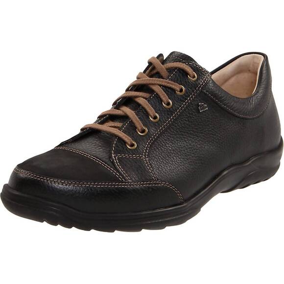 NEW FINN COMFORT men's alamo leather shoes in schwarz black bison/buggy